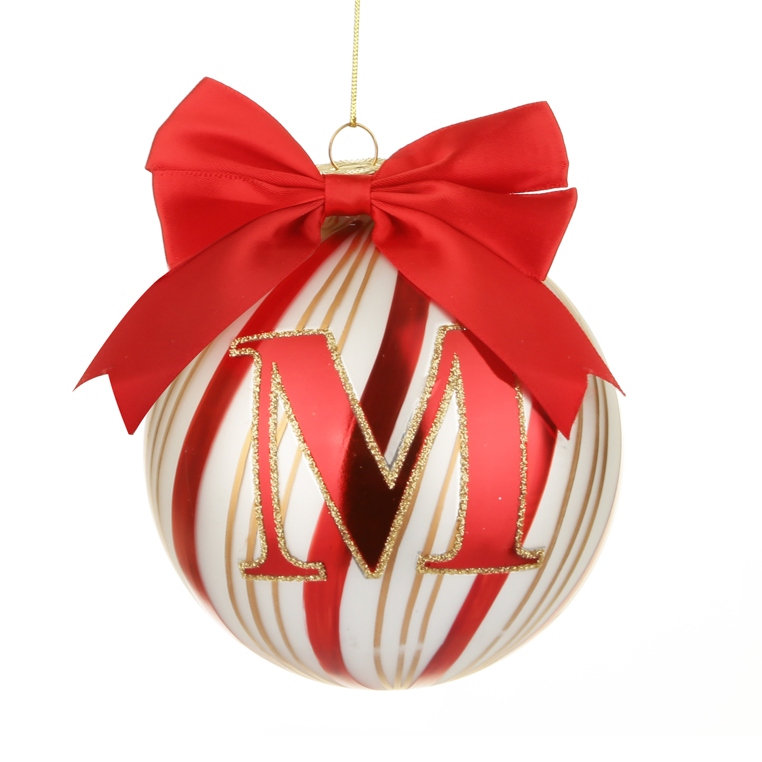 Pallina Natale con lettera M 10 cm Circus rosso
