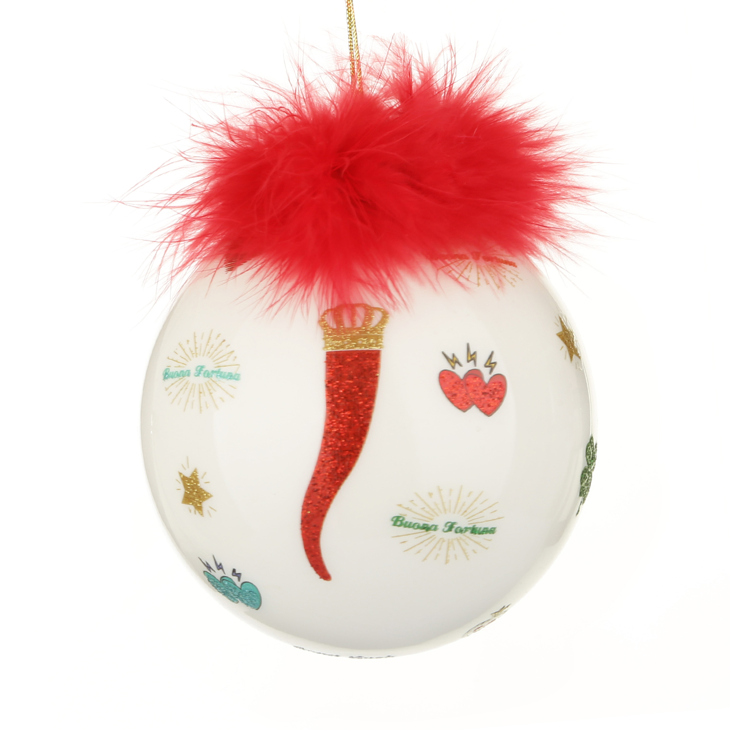 Pallina Natale cornetto rosso 10 cm Good Luck