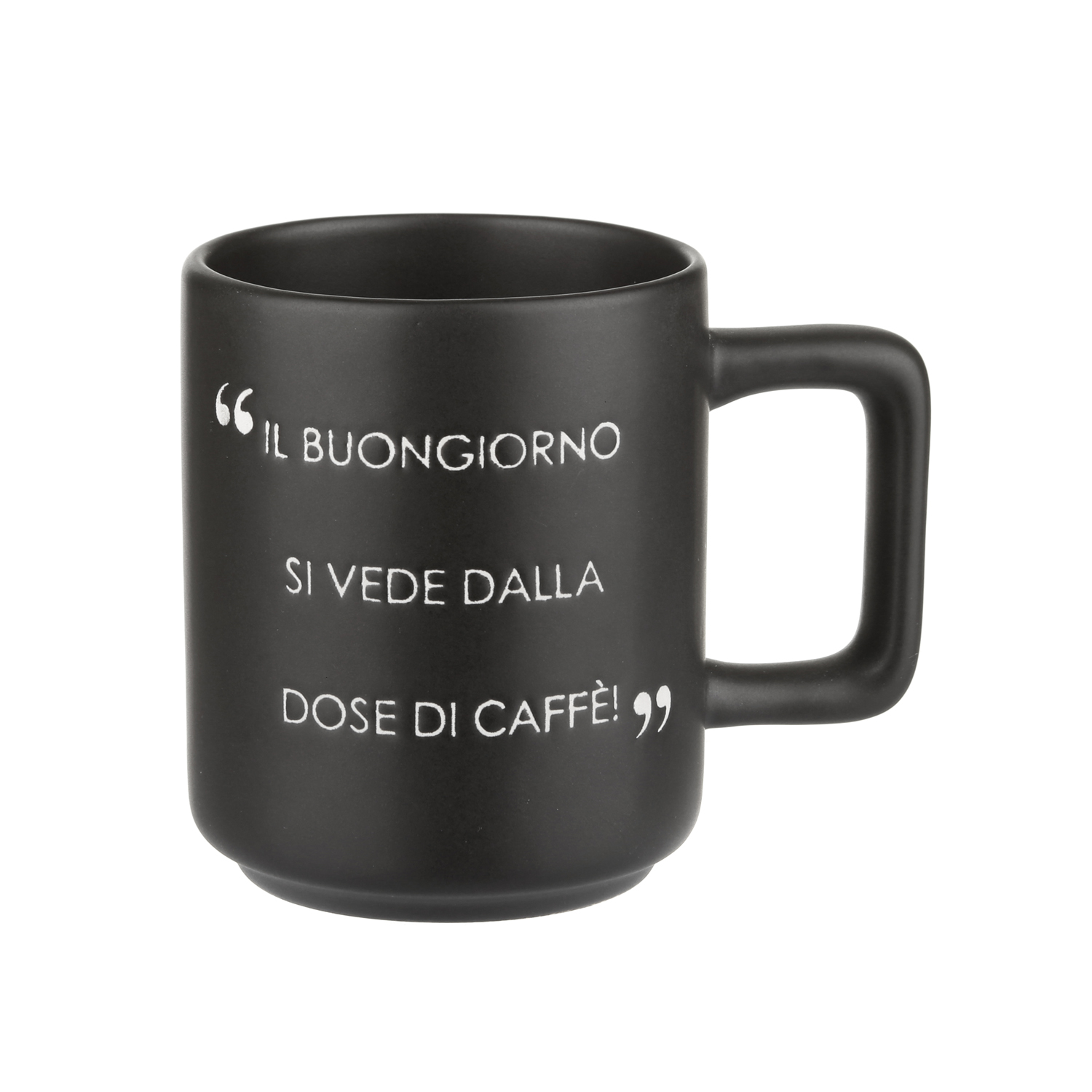 Mug nera con scritta 320 ml in stoneware