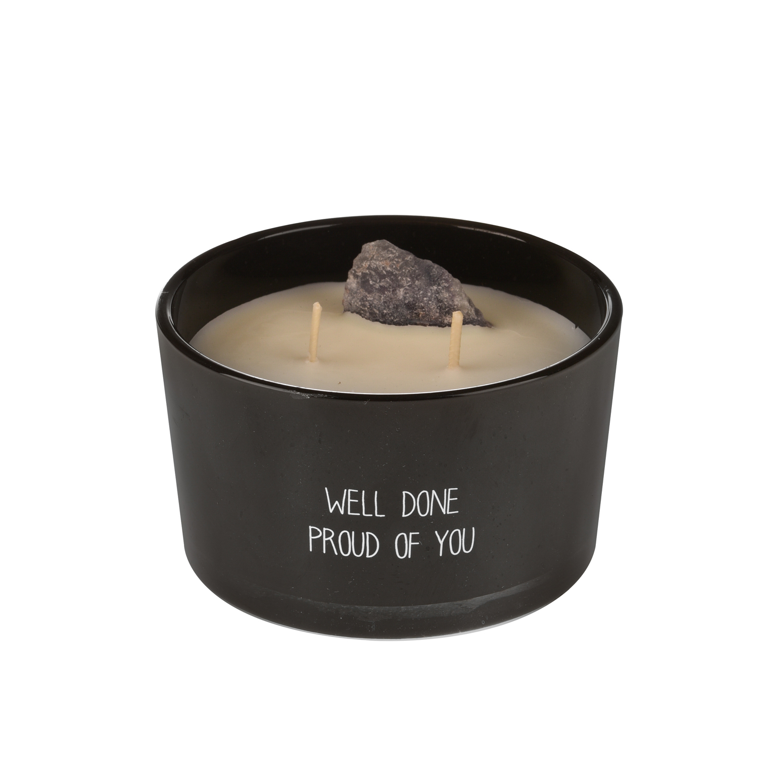 Candela profumata con cristallo e vasetto nero con...