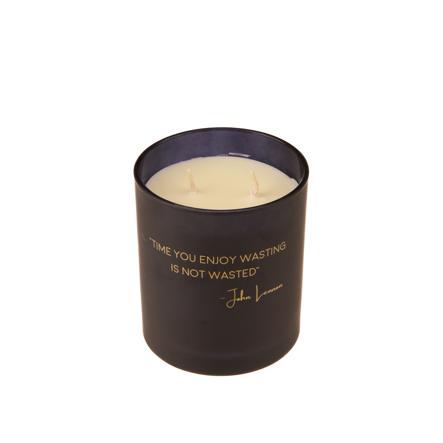 Candela profumata in bicchiere con citazione John
