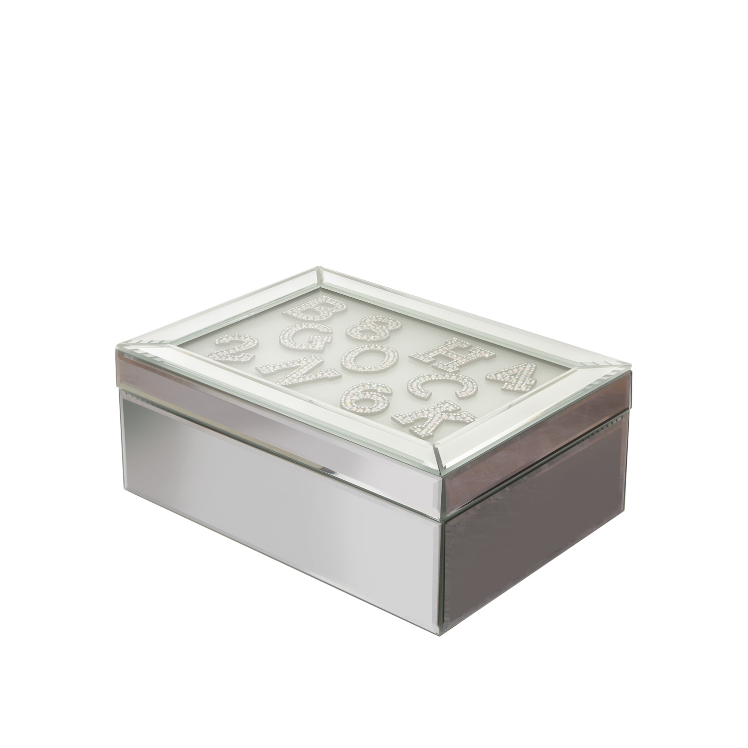 Scatola portagioie argentata lettere, 25,7x10x18,7...