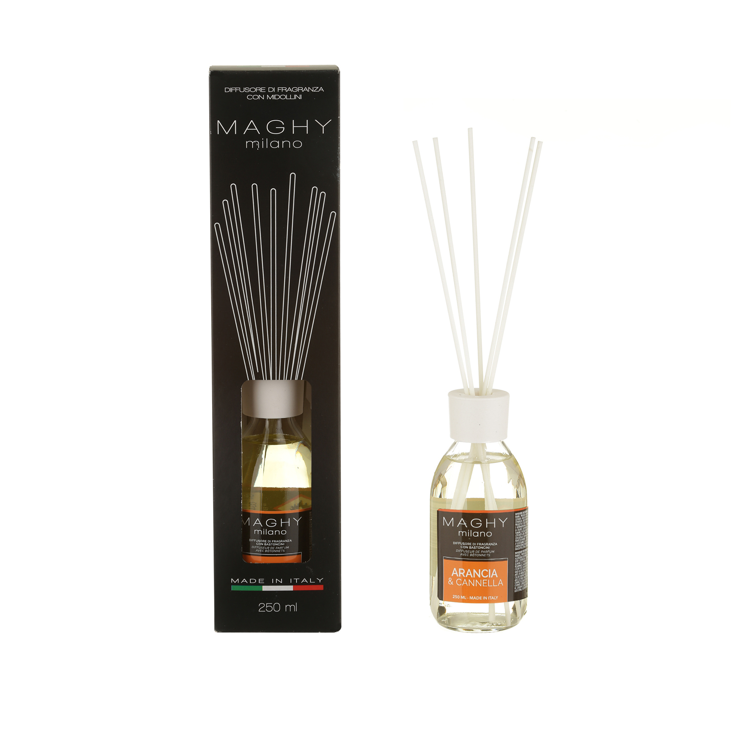 Profumatore per ambienti Maghy, da 250 ml, Arancia e Cannella