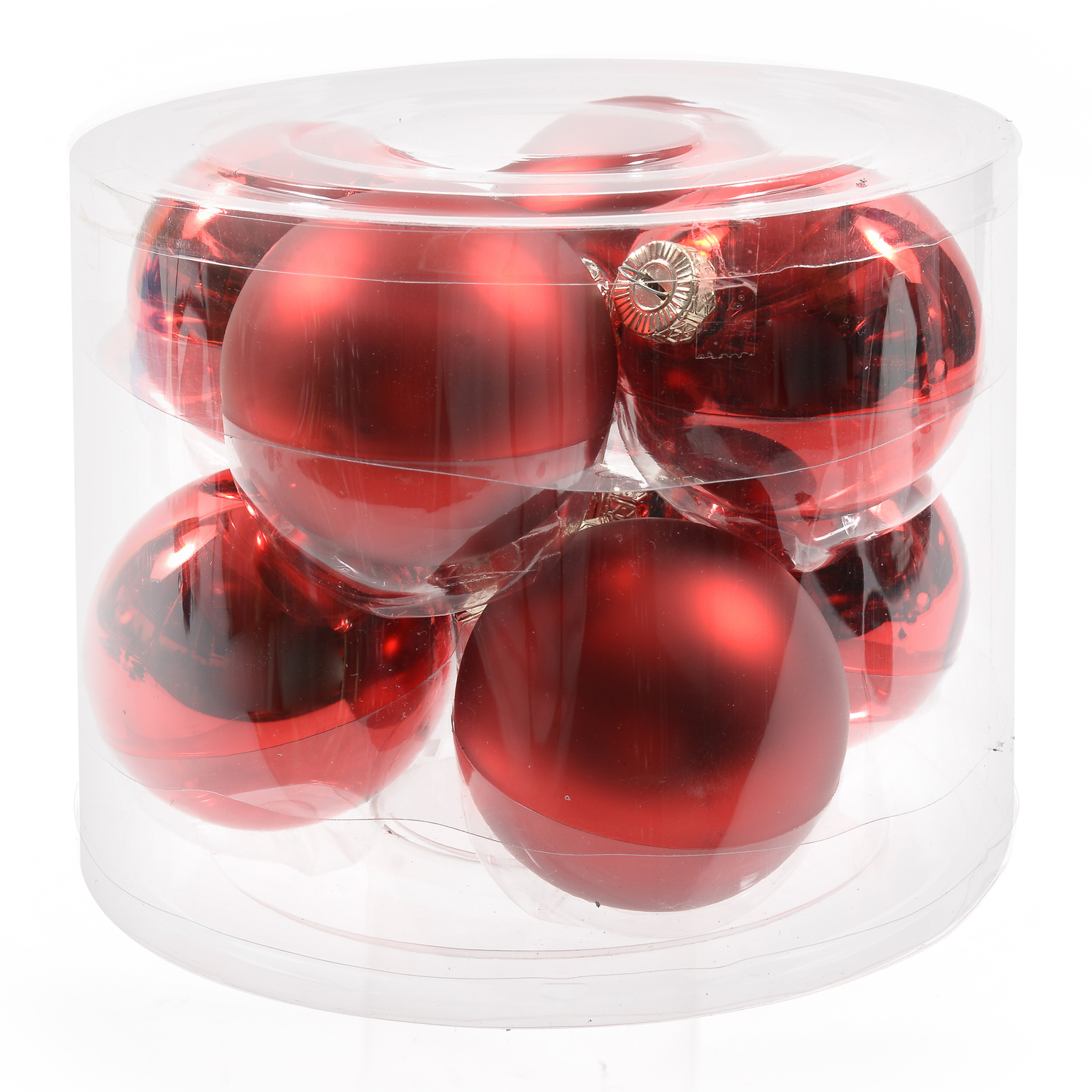 Confezione 8 palline natale 8 cm rosse