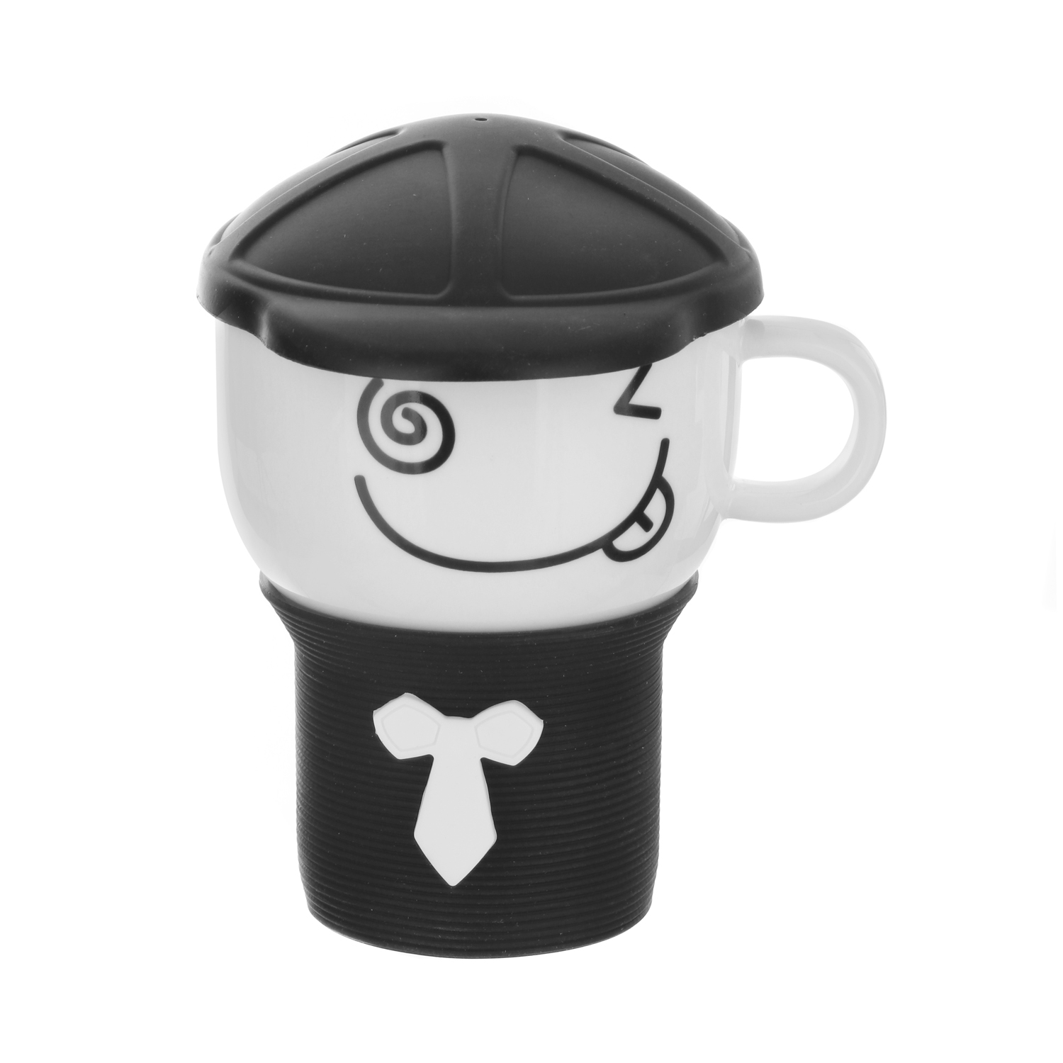 Mug con coperchio nero da 280 ml in new bone china