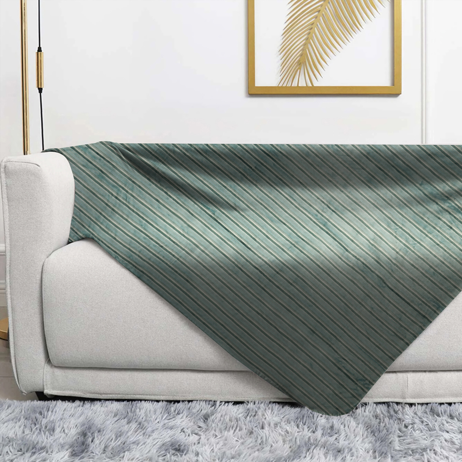 Plaid 130x160 cm Soffio: Righe di Colore Verde