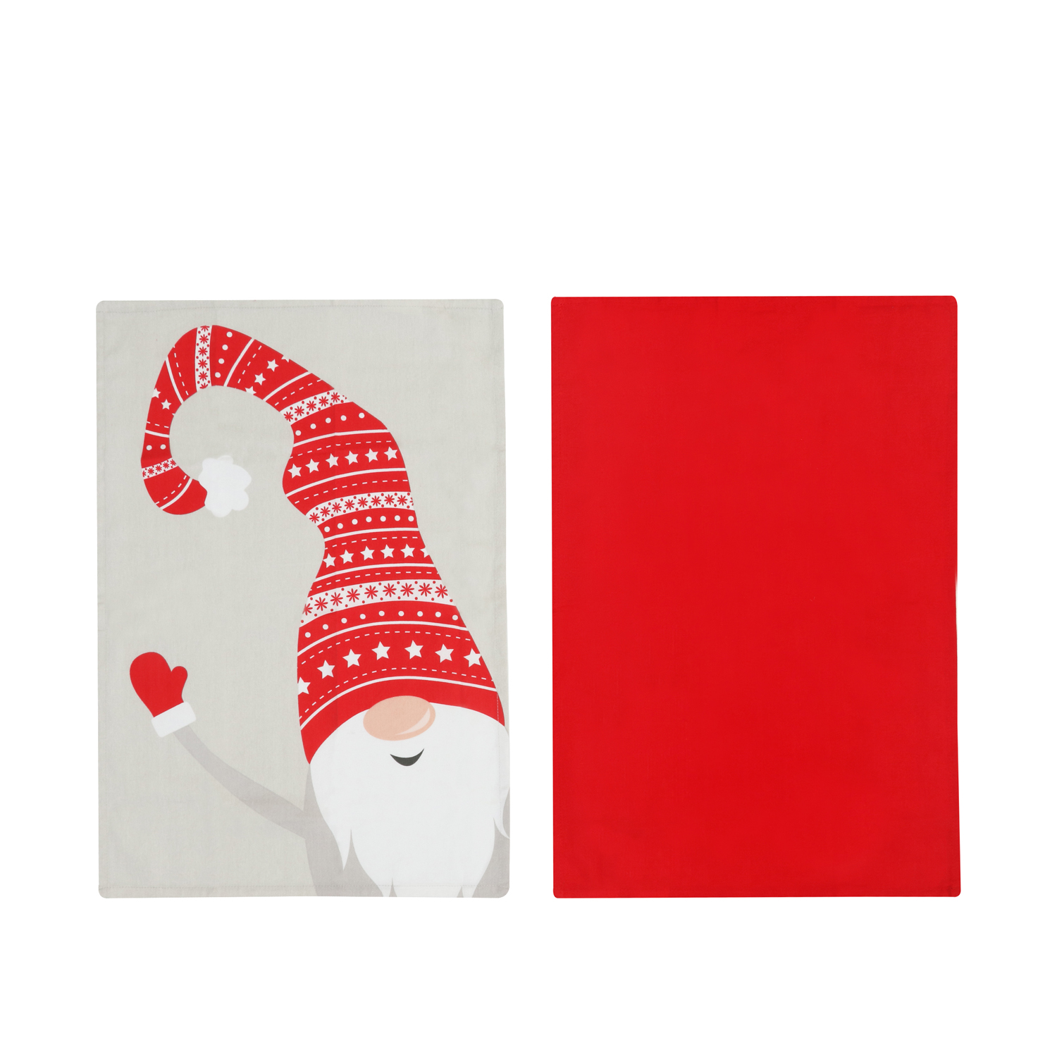 Set 2 strofinacci gnomi Natale grigio e rosso