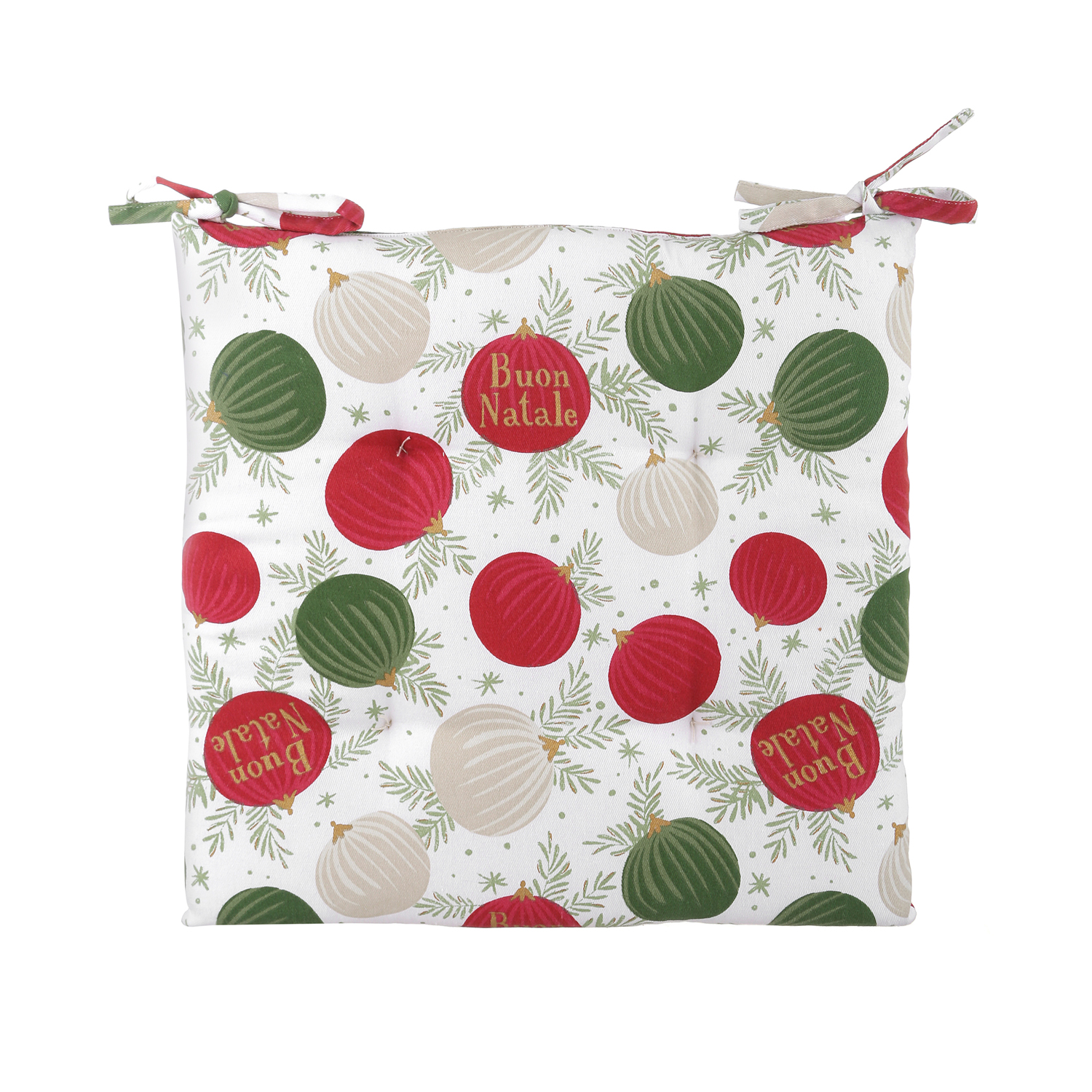 Cuscino sedia natalizio 40x40 cm palline rosse