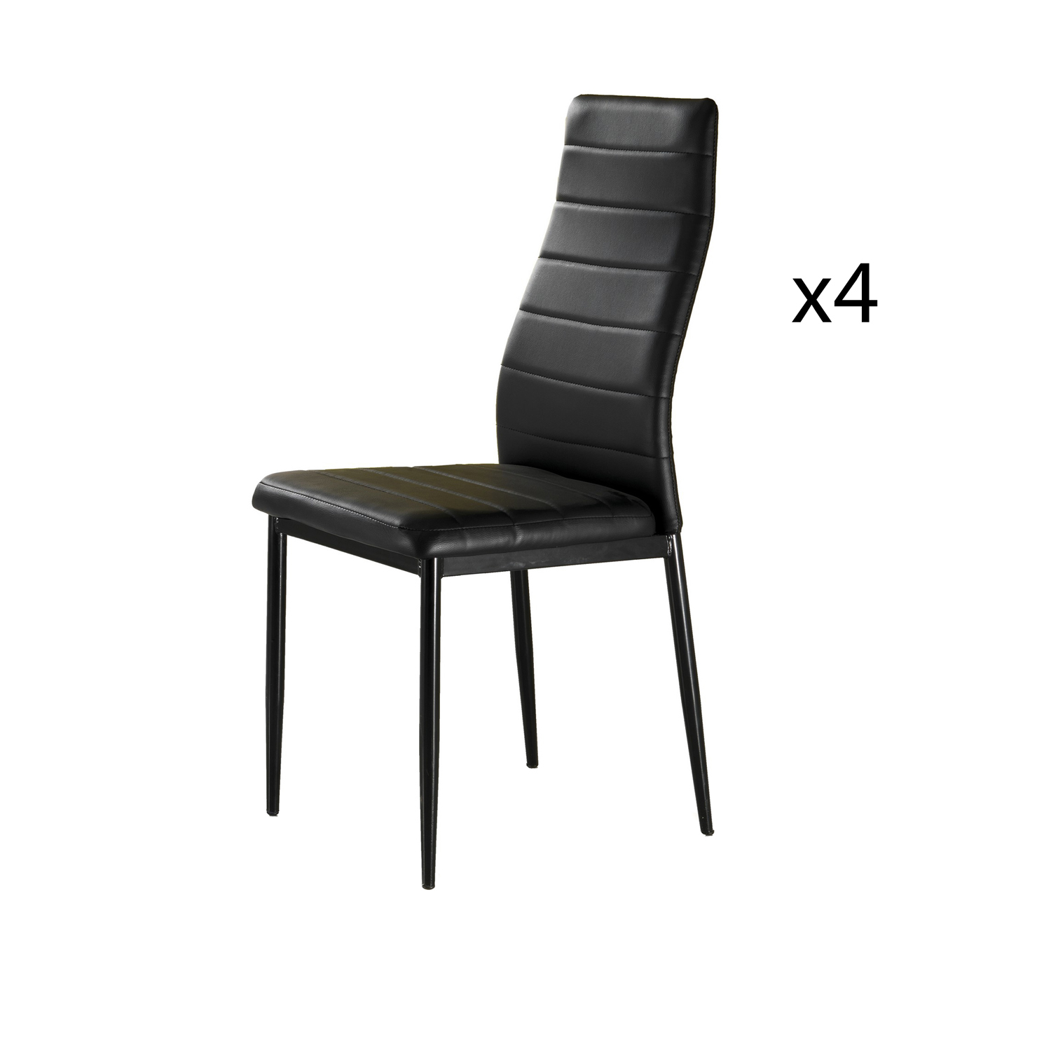 Set 4 sedie in ecopelle nere Idaho Tomasucci